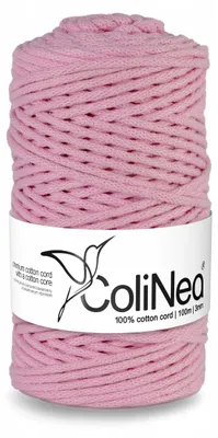 Produktbild von ColiNea Makramee Garn 3 mm geflochten 100% Baumwolle rosa
