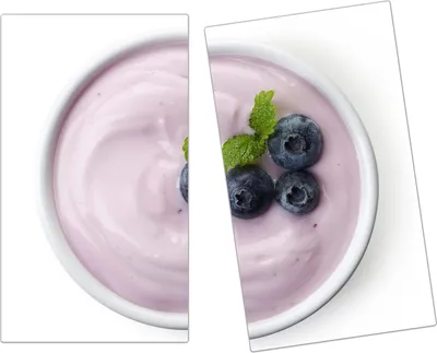 Produktbild von Spritzschutz Herdabdeckplatte Schneidebrett aus Glas Schüssel Heidelbeerjoghurt 2-Teilig (60x52cm)