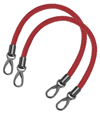 Taschengriffe 2er-Set, 50 cm, PU-Leder, rot mit schwarzer Schließe