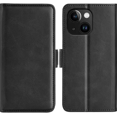 Produktbild von Mobigear Slim Magnet Klapphülle für iPhone 15 - 3 Kartenfächer mit Standfunktion Kunstleder Schwarz