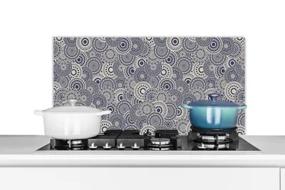 Obrázok produktu pre MuchoWow® Splashback Kuchyňa - Kuchynský backsplash - Ochrana steny pre sporák a drez Mandala - Modrá - Vzor 90x45cm Alu-Dibond (alternatíva k