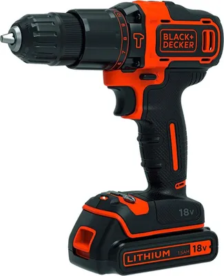 A cordless drill is shown against a white background.