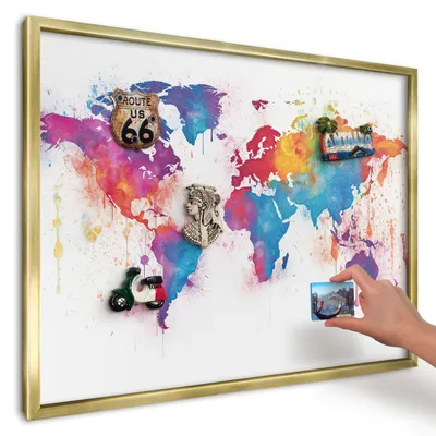 Produktbild von Magnettafel 70x50 cm mit goldenem Rahmen - Magnetische Metalltafel, Magnetpinnwand zur Wandmontage für Wohnzimmer, Küche, Flur, Kinderzimmer und Büro - Farbkarte