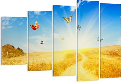 Produktbild von Bild auf Leinwand - Leinwandbild - Schmetterlinge Wiese Gras - 150x100cm - Wand Bild - Wanddeko - Leinwanddruck - Bilder - Kunstdruck - Wanddekoration - Leinwand bilder - Wandkunst - EG150x100-0517