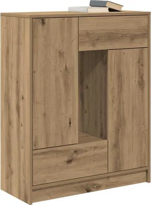 A wooden sideboard with drawers and doors, shown from the front.