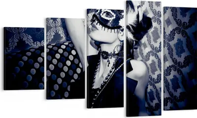 Produktbild von Bild auf Leinwand - Leinwandbild - Frau Karneval Maske Mode - 100x60cm - Wand Bild - Wanddeko - Leinwanddruck - Bilder - Kunstdruck - Wanddekoration - Leinwand bilder - Wandkunst - EG100x60-2212
