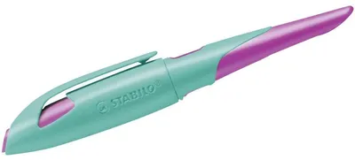 Produktbild von Ergonomischer Schulfüller für Rechtshänder mit Anfänger-Feder A - STABILO EASYbirdy in türkis/neonpink - Einzelstift - inklusive Patrone
