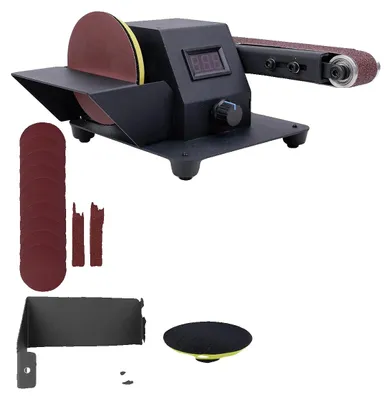 Productafbeelding van Schuurmachine, 350W vermogen, 6000 omwentelingen per minuut, verstelbare werkbank, schuurvlak van 380x30 mm, geschikt voor hout en metaal