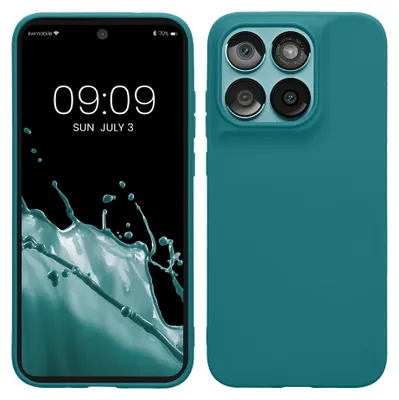Produktbild von kwmobile Hülle für Motorola Moto G67 / G77 / G87 TPU Case - Handyhülle unterstützt kabelloses Laden, flexible Schutzhülle, gummiertes Cover in Petrol