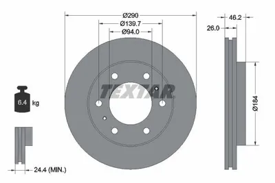 Produktbild von 2 Textar Bremsscheiben vorne für Mitsubishi Pajero III