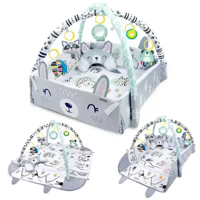 Productafbeelding van Multifunctioneel speelkleed baby + buikligtrainer – Babygym met aanpasbare wanden – Speelmat met boog – Incl. 20 ballen + 5 speeltjes
