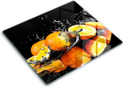 Zdjęcie produktu dla Deska kuchenna – 60 cm x 52 cm - Szklana deska do krojenia - Szkło hartowane – Antypoślizgowa - Soczyste Owoce Pomarańcze