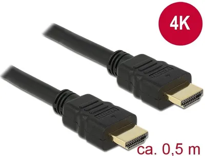 Produktbild von Delock - HDMI-Kabel mit Ethernet - HDMI männlich zu HDMI männlich - 50 cm - Schwarz - 4K Unterstützung