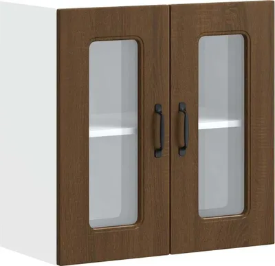 Produktbild von Küchen-Hängeschrank mit Glastür Kalmar Braun Eichen-Optik