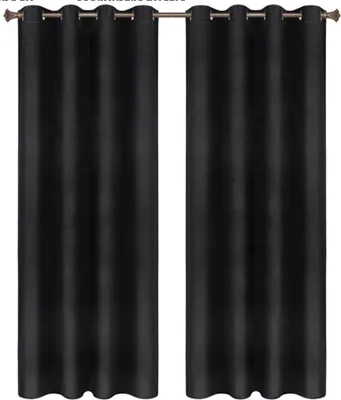 Zdjęcie produktu dla Zestaw 2 zasłon – czarny – zaciemniający i izolujący – aksamit – taśma elastyczna – 140 x 225 cm