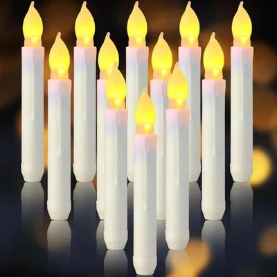 Zdjęcie produktu dla 12 sztuk pochodni LED – 165 x 20 cm – zasilane bateryjnie – bezpłomieniowe – długie pochodnie – pochodnie LED o barwie ciepłej bieli