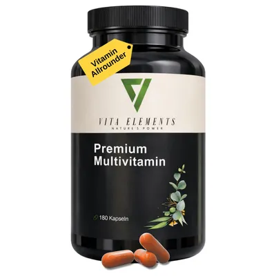 Vita Elements Premium Multivitamin, 180 Kapseln, Vitamin Allrounder mit umfassendem Nährstoffkomplex