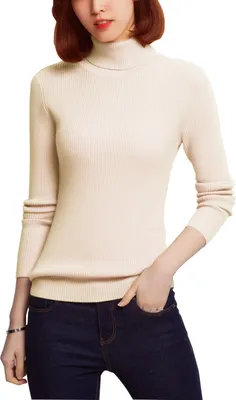 Produktbild von Glamexx24 Damen Einfarbig Langarm Rollkragenpullover Casual Strickpullover Sweatshirt Warme Feinstrick Pullover