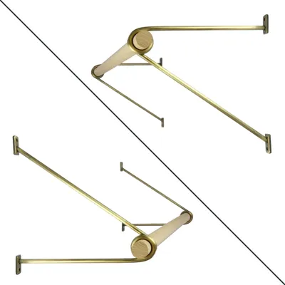 Produktbild von Natural Goods Berlin GARD PRENZLBERG, Halterung für Kleiderstange, Wandmontage, Wandgarderobe, Antik Gold, Rundstab Eiche 100 cm, 2 Stück