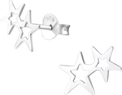 Produktbild von Ohrstecker mehrfach: Ohrringe Silber 925 „2 Sterne“