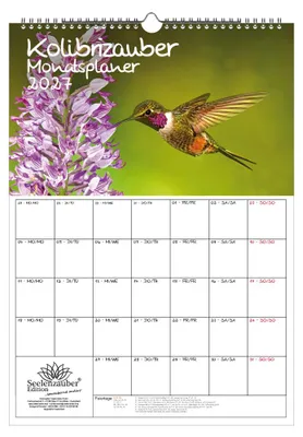 Produktbild von Kolibrizauber Planer DIN A3 Kalender für 2027 Vogel - Seelenzauber