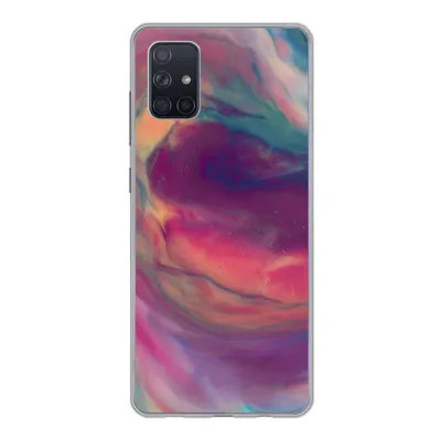 Produktbild von MuchoWow® Handyhülle Schutzhülle Hülle für Samsung Galaxy A71 Flüssig - Rosa - Türkis - Abstrakt Silikon Softcase Handy Hülle - Kartenbesitzer