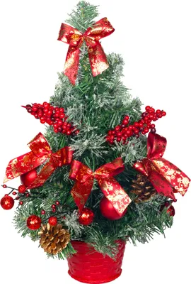 Image de Arbre MagicHome Noël, décoré, enneigé, rouge, 40 cm