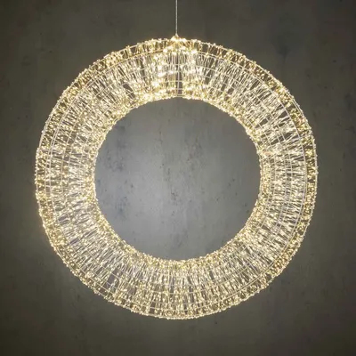 Produktbild von Luca Lighting LED-Kranz 6000 LED klassisch weiß außen 80 cm Metall silber