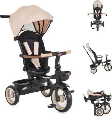 Produktbild von Byox Dreirad Jasper EVA-Reifen klappbar, Sitz drehbar, Hinterradbremse, Körbe beige