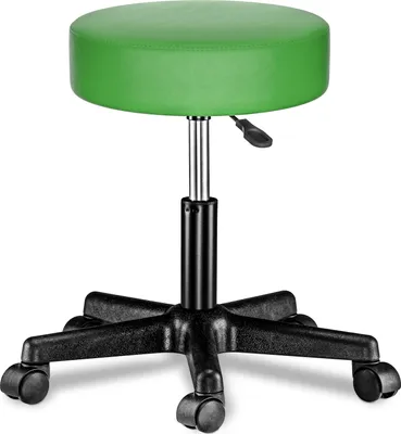 Image de CASARIA® Tabouret de bureau vert pivotant 360° hauteur réglable 46-60 cm avec roulettes siège rembourrage 10 cm
