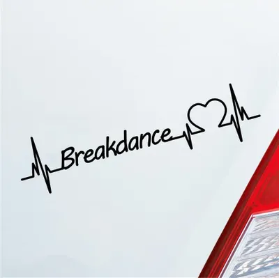 Produktbild von Auto Aufkleber Breakdance Herzschlag Tanzen Musik Rhythmus Sport Liebe 19x19 cm Schwarz Matt Sticker Heckscheibenaufkleber