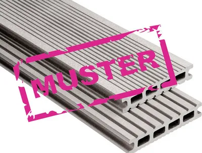 Produktbild von Handmuster zu Konsta WPC Terrassendiele Futura Hohlkammerprofil gebürstet 145 x 26 mm graubraun