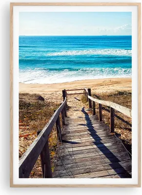 Produktbild von Gerahmtes Poster - Rahmen in heller Eiche - Meer Strand Eintritt - 70x100 cm - Wand Bild - Wanddeko - Wandbilder - Wandposter - Bilderrahmen - Bilder - Kunstdruck - Wandbild - P2NPA70x100-4359