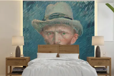 Obrázek produktu pro MuchoWow® Fototapety do obývacího pokoje nebo ložnice tapety vinylové motivy tapety Autoportrét 1887 - Obraz, Vincent van Gogh 240x240cm