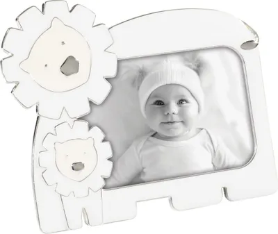 Produktbild von MASCAGNI 2GQA1031 Kinderbilderrahmen 10 x 15 cm, weiß, in Löwenform, mit Samtrückseite