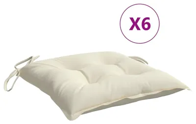 Image de vidaXL Coussin de chaise 6 pcs. Blanc crème 40x40x7 cm Tissu Oxford