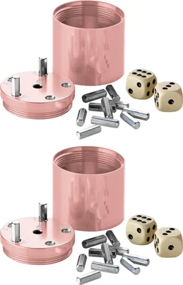 Produktbild von BestSaller 30062 SUPER SIX Würfelspiel Aluminum 'Sonder Edition', 36 Spielstäbchen & 2 Würfel, roségold (2 Stück)