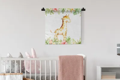 Produktbild von MuchoWow® Wandteppich Wandbehang Giraffe - Aquarell - Dschungel 60x60 cm Tapisserie Dekoration Wandtuch - Dekorationen - Wand Decke