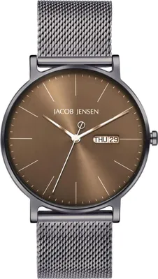 Jacob Jensen 168 Herren-Quarzuhr Titan mit Meshband Mokka 1