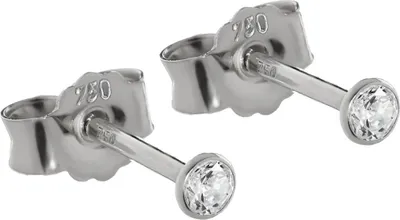 Produktbild von Paar 2,3mm Ohrstecker Weißgold 750 Gold Ohrringe 18 Karat Zirkonia Weiß 2620