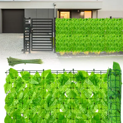 Immagine prodotto di Jopassy 1*3M Siepe frangivista Frangivento Edera Frangivista Rivestimento per balcone Recinzione di foglie, Siepe artificiale Siepe frangivista Siepe vegetale Decorazione murale, verde