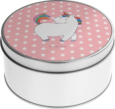 Produktbild von Mr. & Mrs. Panda Blechdose Einhorn Stolzieren - Rot Pastell - Geschenk, keksdosen, Einhörner, Dose, Freundin, Keksdose, Reiten, Pferd, Vorratsdosen, Aufbewahrungsdose