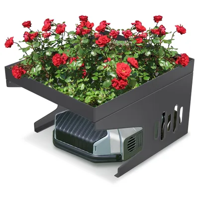 Produktbild von JOIEYOU Mähroboter Garage Dach Regenschutz & UV-Schutz Rasenmäher Caport Überdachung mit Pflanzkasten & Stabile Metall Ständer 70x60x42,5cm Witterungsbeständig Abdeckungen für Rasenroboter (Anthrazit)