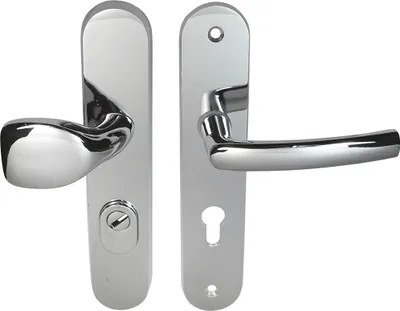 Produktbild von Wohnungstür Schutzbeschlag Security 302 Chrom WE-72 mm mit ZA Türdrücker