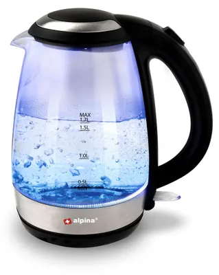 Produktbild von alpina Wasserkocher - Elektrisch - LED - Glas - Edelstahl - Schnurlos - 1,7 Lite
