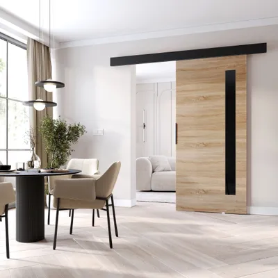 Produktbild von Innentür zur Wand, BARRET 17 - 76 cm, Sonoma-Eiche / schwarz