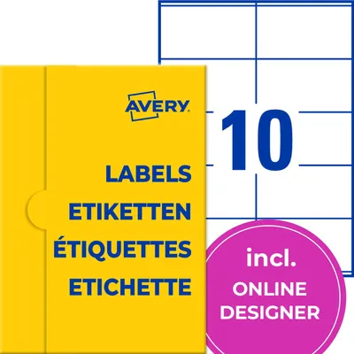 Produktbild von AVERY Zweckform Universal Etiketten (500 Klebeetiketten, 105x57mm auf A4, Papier