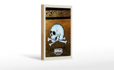 Produktbild von Holzschild Reise 12x18 cm Berlin Graffiti Totenkopf Street Art