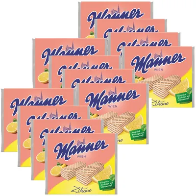 Image de Manner Gaufrettes croustillantes au citron cinq couches 75g paquet de 12