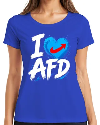 Obrázok produktu pre Tričko s nápisom "AfD Blaues Herz Patriot Deutschland", modrej farby, veľkosť XXL. ( sarkazmus.)